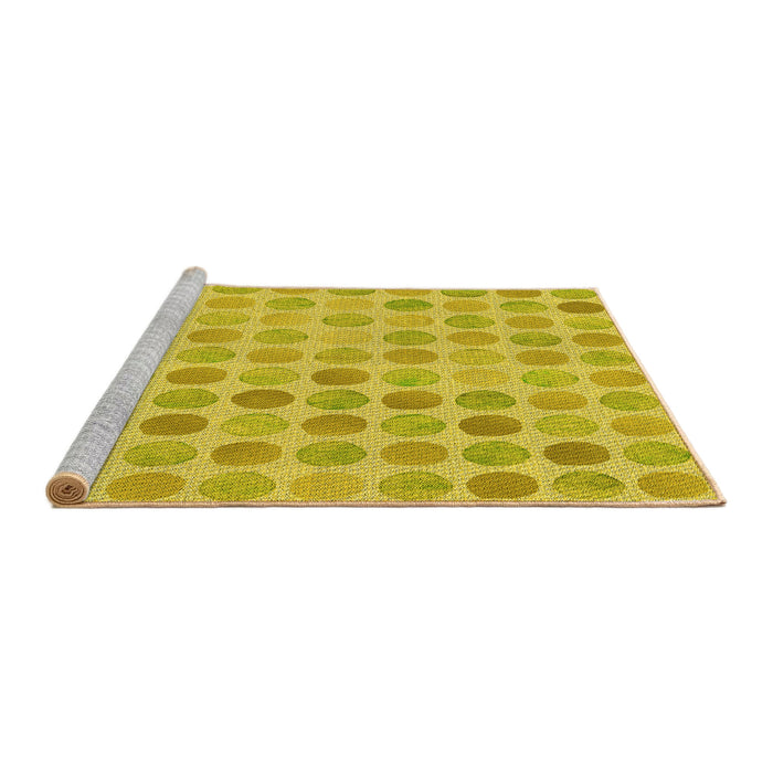 Sideview of Machine Washable Transitional Golden Yellow Rug, wshpat1583yw