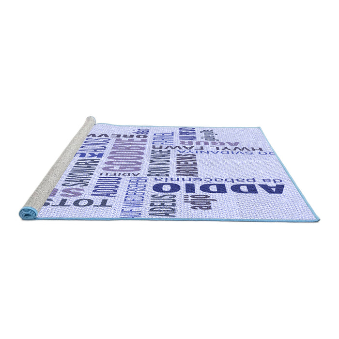 Sideview of Machine Washable Transitional Lavender Blue Rug, wshpat1584blu