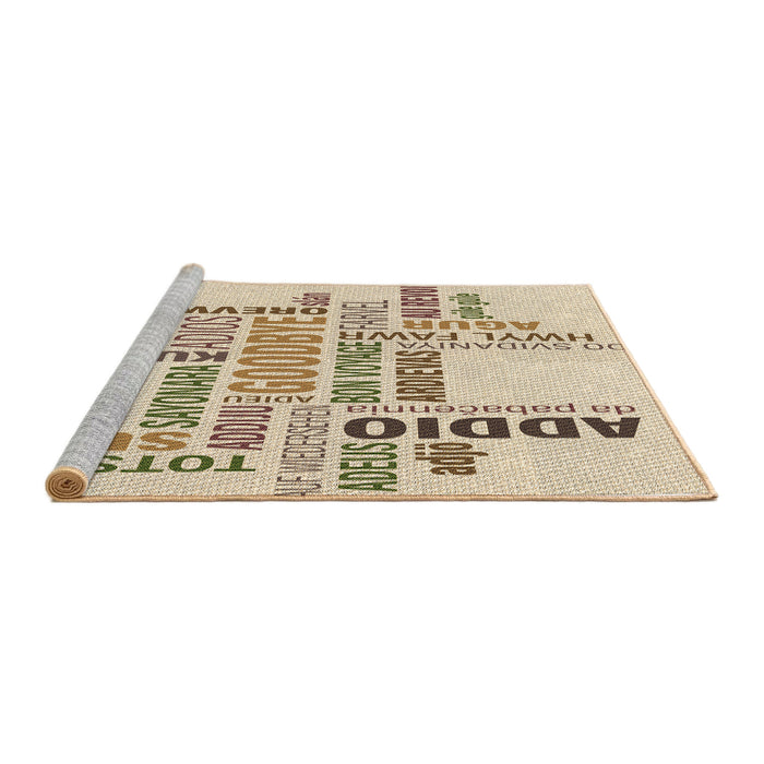Sideview of Machine Washable Transitional Wheat Beige Rug, wshpat1584brn
