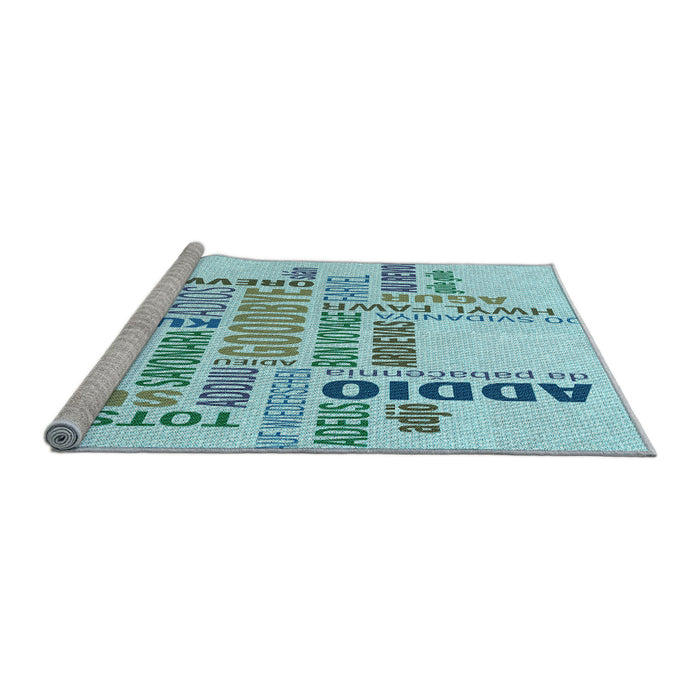 Sideview of Machine Washable Transitional Electric Blue Rug, wshpat1584lblu