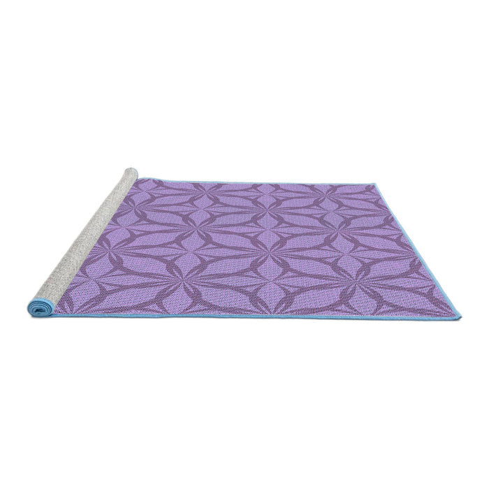 Sideview of Machine Washable Transitional Purple Mimosa Purple Rug, wshpat1585blu