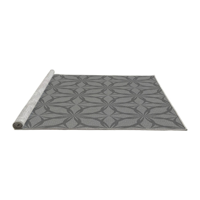 Sideview of Machine Washable Transitional Ash Gray Rug, wshpat1585gry