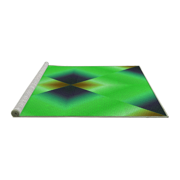 Sideview of Machine Washable Transitional Lime Green Rug, wshpat1586grn