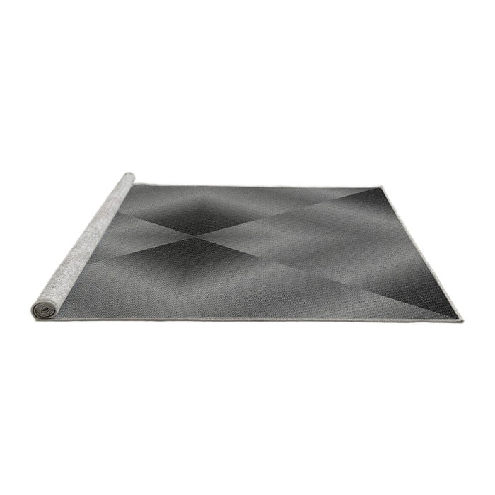Sideview of Machine Washable Transitional Grey Gray Rug, wshpat1586gry