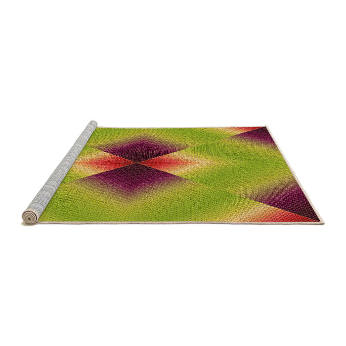 Sideview of Machine Washable Transitional Green Rug, wshpat1586org