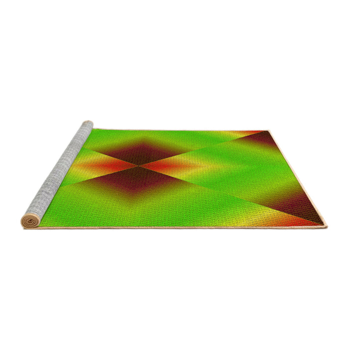 Sideview of Machine Washable Transitional Bright Green Rug, wshpat1586yw