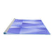 Sideview of Machine Washable Transitional Light Slate Blue Rug, wshpat1587blu