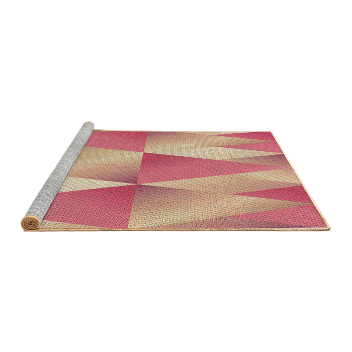 Sideview of Machine Washable Transitional Red Rug, wshpat1587brn