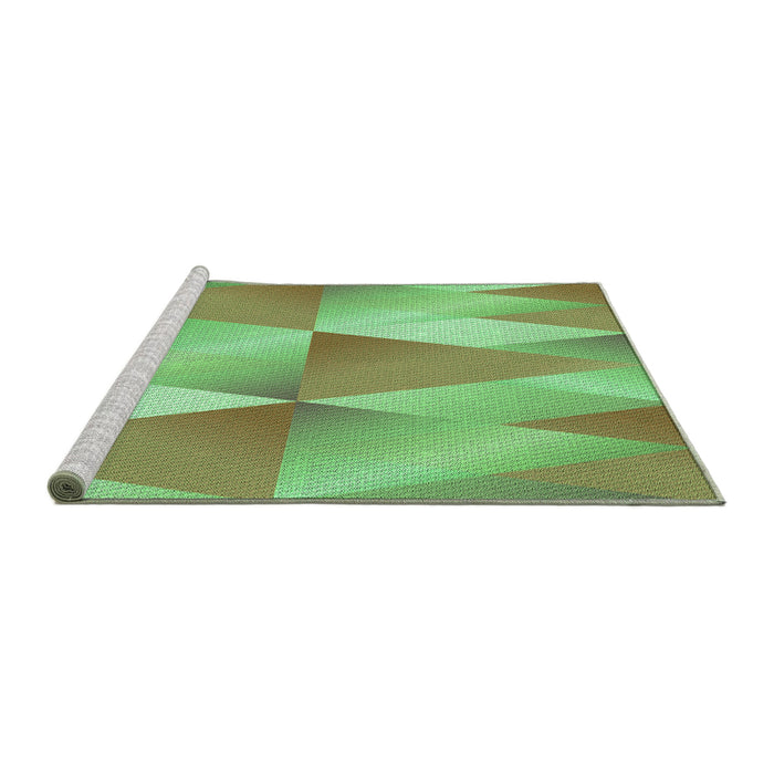 Sideview of Machine Washable Transitional Green Rug, wshpat1587grn