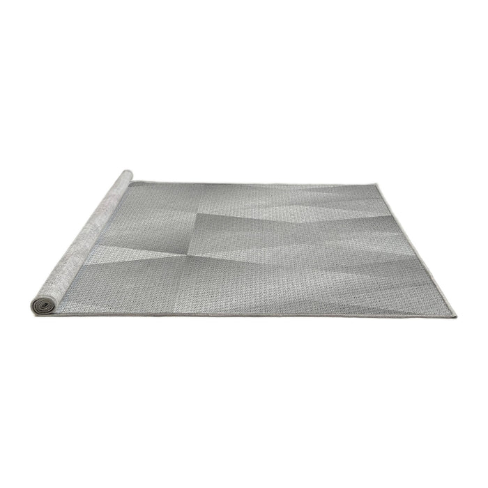 Sideview of Machine Washable Transitional Platinum Silver Gray Rug, wshpat1587gry