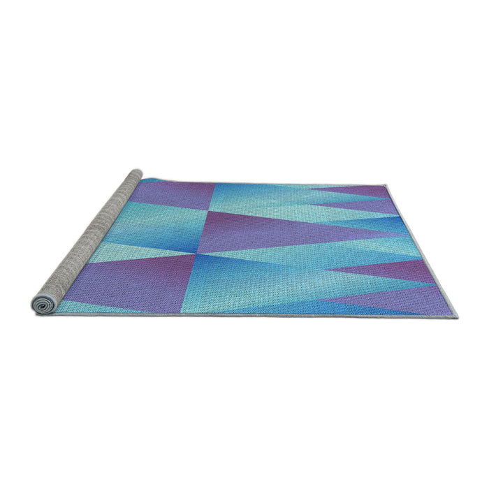Sideview of Machine Washable Transitional Light Slate Blue Rug, wshpat1587lblu