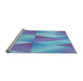 Sideview of Machine Washable Transitional Light Slate Blue Rug, wshpat1587lblu