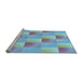 Sideview of Machine Washable Transitional Light Purple Blue Rug, wshpat1588lblu