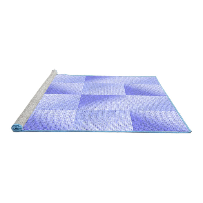 Sideview of Machine Washable Transitional Sky Blue Rug, wshpat1589blu