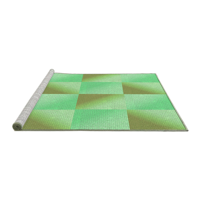 Sideview of Machine Washable Transitional Green Rug, wshpat1589grn