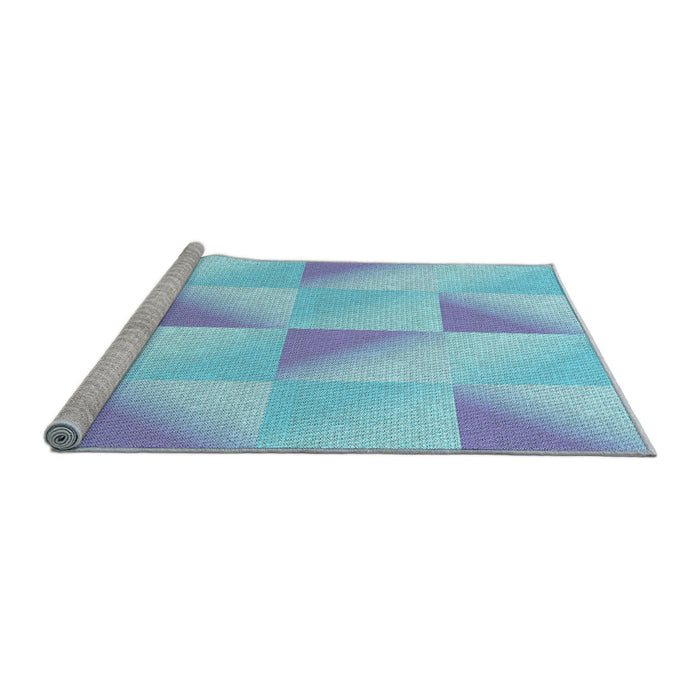 Sideview of Machine Washable Transitional Crystal Blue Rug, wshpat1589lblu