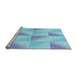 Sideview of Machine Washable Transitional Crystal Blue Rug, wshpat1589lblu