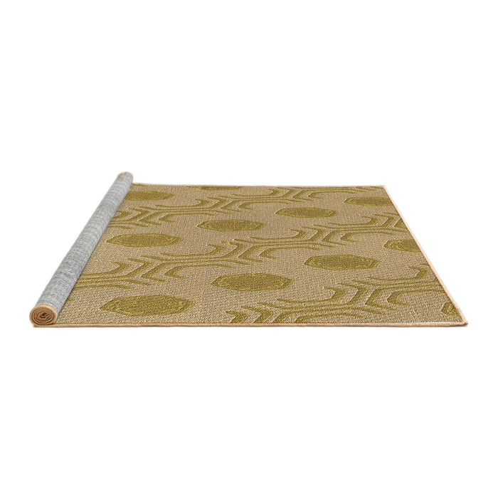 Sideview of Machine Washable Transitional Yellow Orange Rug, wshpat159brn