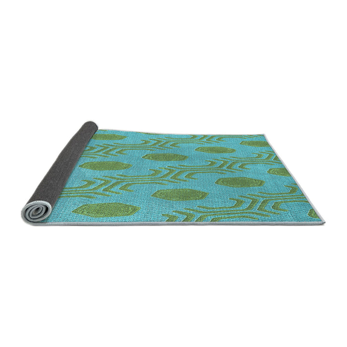 Thickness of Patterned Medium Sea Green Rug, pat159lblu