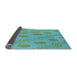 Thickness of Patterned Medium Sea Green Rug, pat159lblu