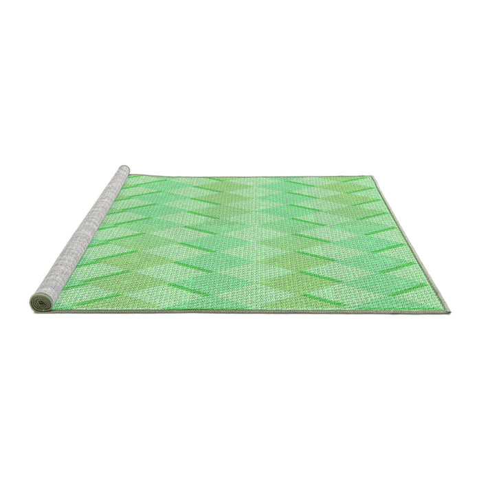 Sideview of Machine Washable Transitional Green Rug, wshpat1592grn