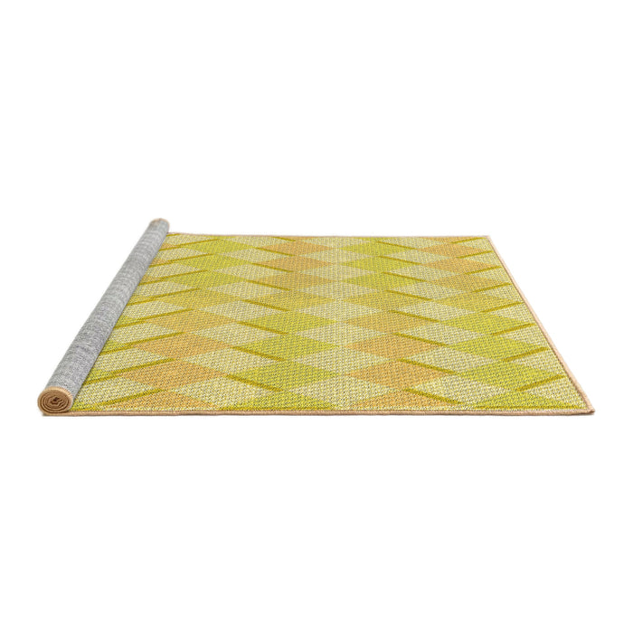 Sideview of Machine Washable Transitional Neon Yellow Rug, wshpat1592yw
