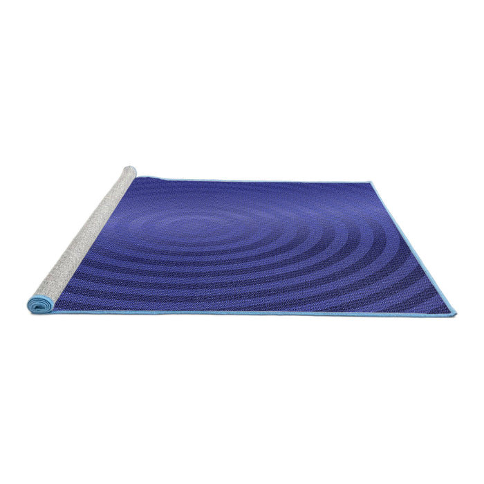 Sideview of Machine Washable Transitional Cobalt Blue Rug, wshpat1593blu
