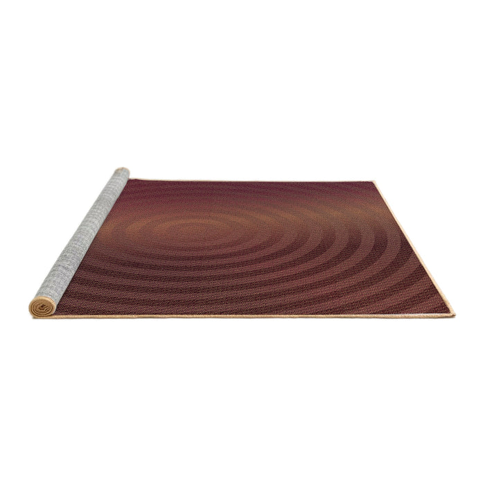 Sideview of Machine Washable Transitional Chestnut Red Rug, wshpat1593brn