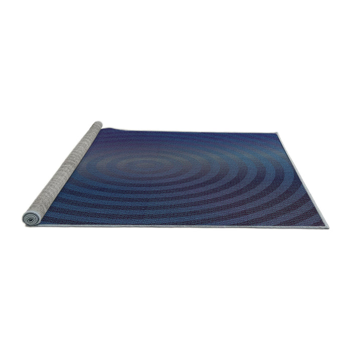 Sideview of Machine Washable Transitional Blue Rug, wshpat1593lblu