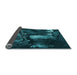 Thickness of Patterned Deep Teal Green Rug, pat1595lblu