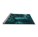 Sideview of Machine Washable Transitional Deep Teal Green Rug, wshpat1595lblu