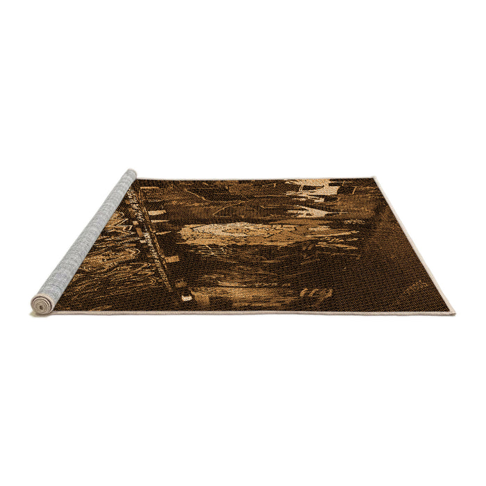 Sideview of Machine Washable Transitional Black Brown Rug, wshpat1595org