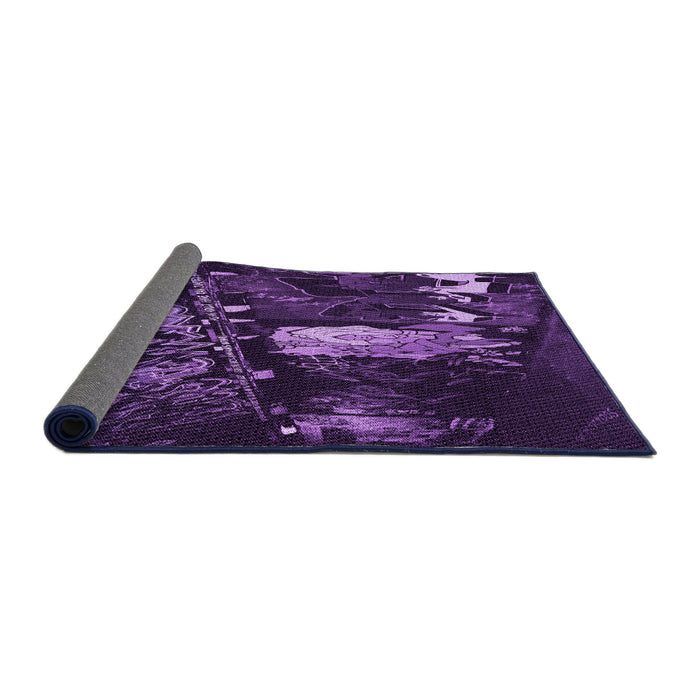 Thickness of Patterned Deep Purple Rug, pat1595pur