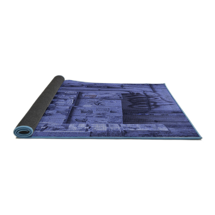 Thickness of Patterned Sky Blue Rug, pat1596blu
