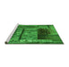 Sideview of Machine Washable Transitional Green Rug, wshpat1596grn