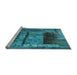 Sideview of Machine Washable Transitional Dark Turquoise Green Rug, wshpat1596lblu