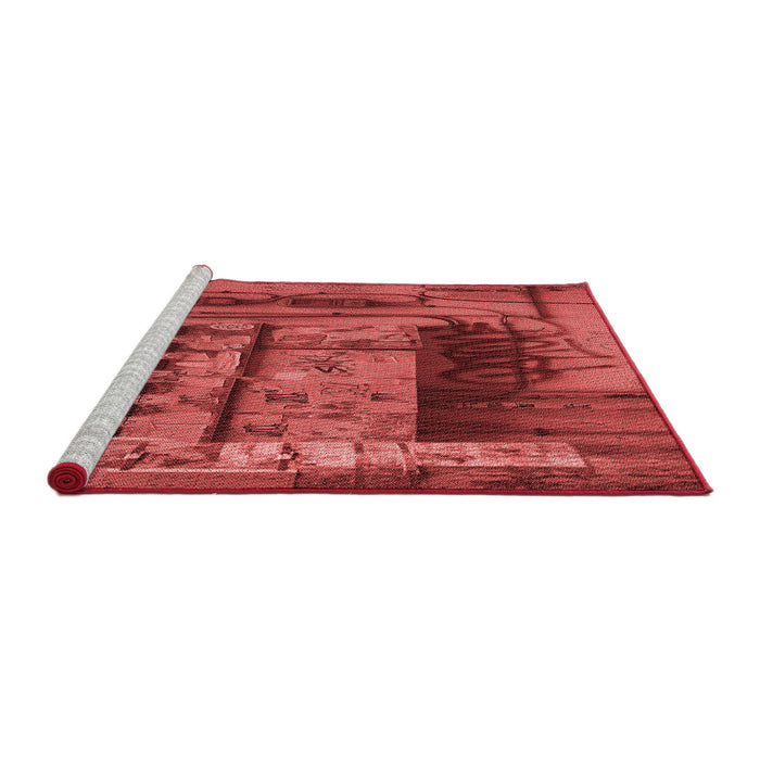 Sideview of Machine Washable Transitional Red Rug, wshpat1596rd