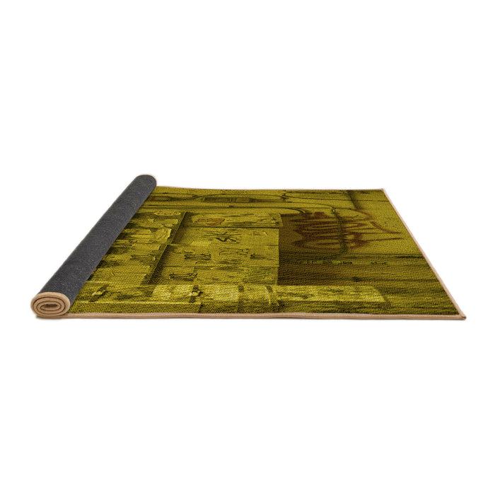 Thickness of Patterned Dark Bronze Brown Rug, pat1596yw