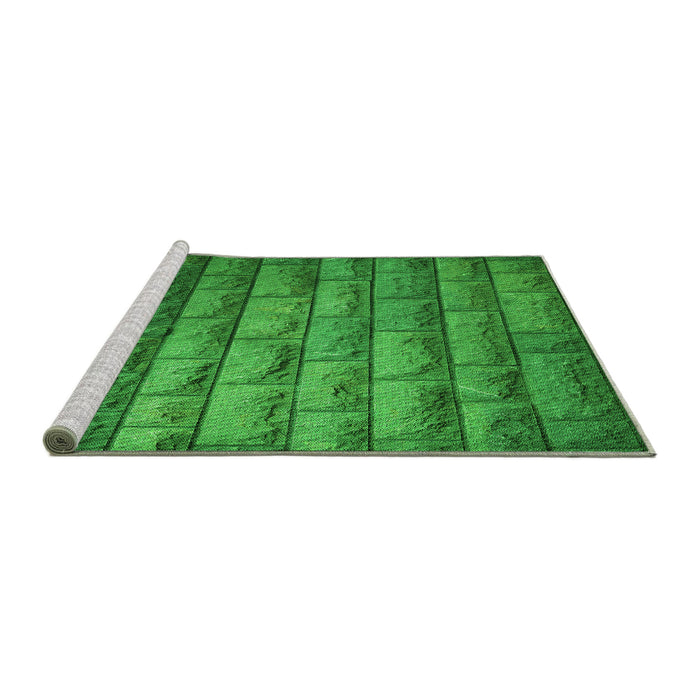 Sideview of Machine Washable Transitional Green Rug, wshpat1597grn