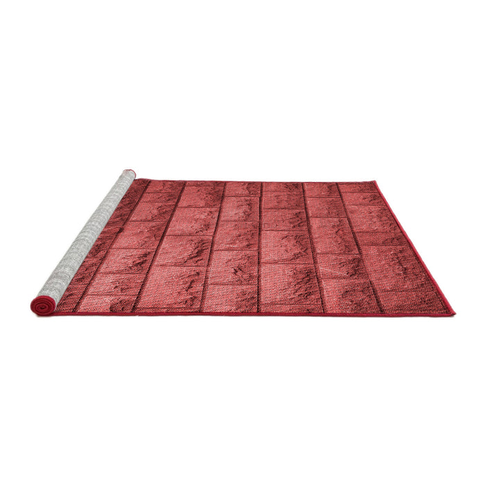 Sideview of Machine Washable Transitional Red Rug, wshpat1597rd