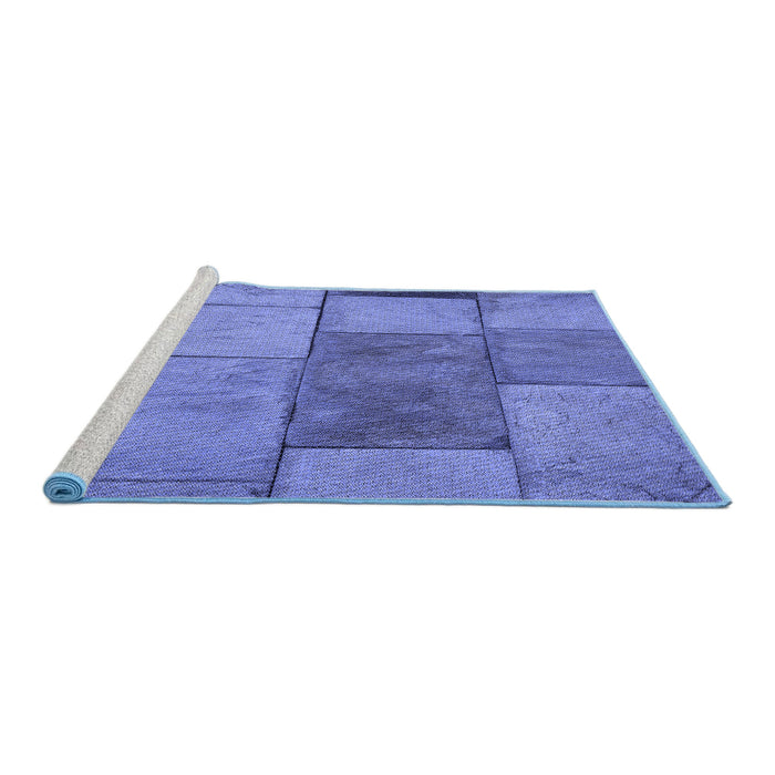 Sideview of Machine Washable Transitional Sky Blue Rug, wshpat1598blu