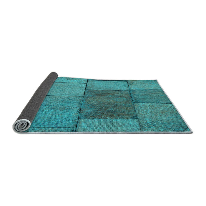 Thickness of Patterned Dark Cyan Green Rug, pat1598lblu