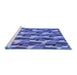 Sideview of Machine Washable Transitional Sky Blue Rug, wshpat16blu