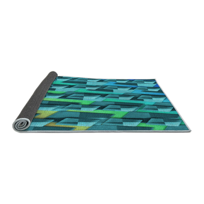 Thickness of Patterned Dark Turquoise Green Rug, pat16lblu