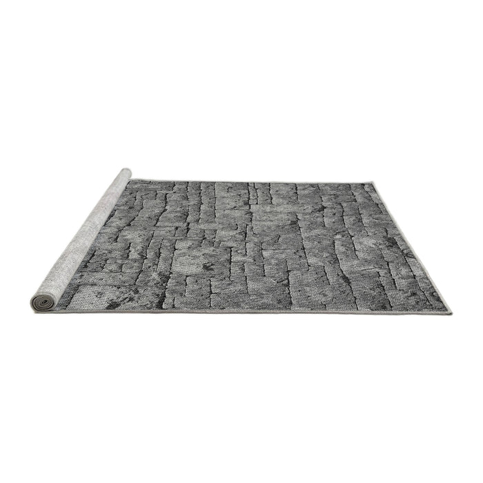 Sideview of Machine Washable Transitional Grey Gray Rug, wshpat1600gry