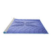 Sideview of Machine Washable Transitional Denim Blue Rug, wshpat1601blu