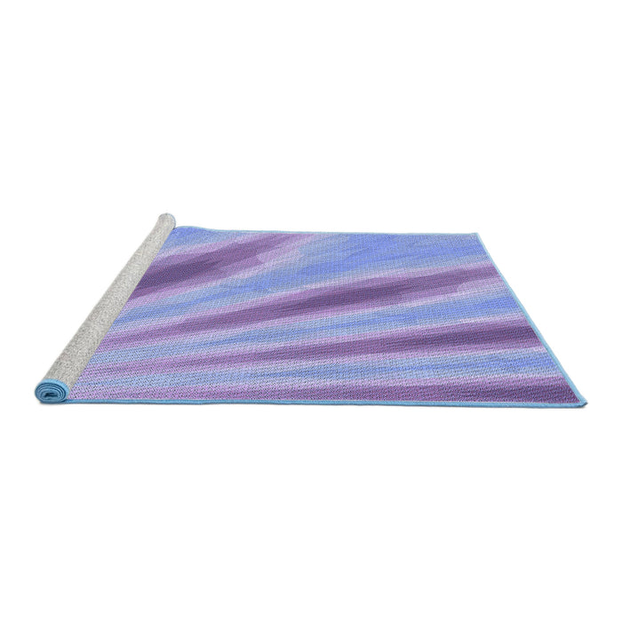 Sideview of Machine Washable Transitional Jeans Blue Rug, wshpat1602blu