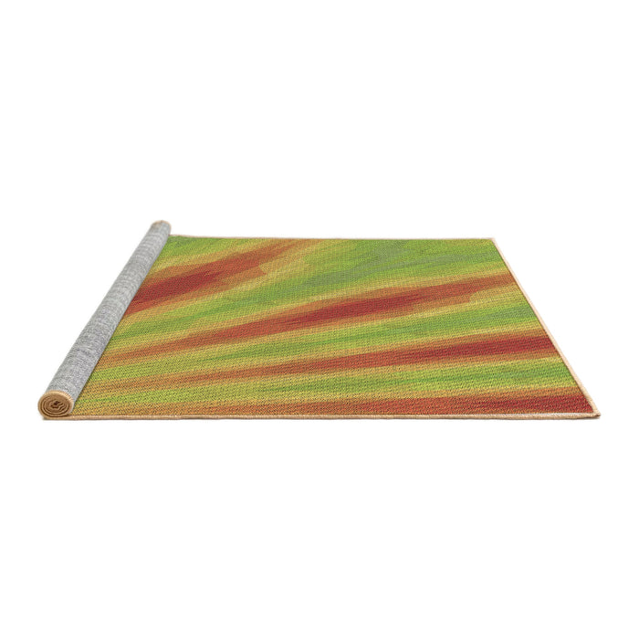 Sideview of Machine Washable Transitional Green Rug, wshpat1602brn