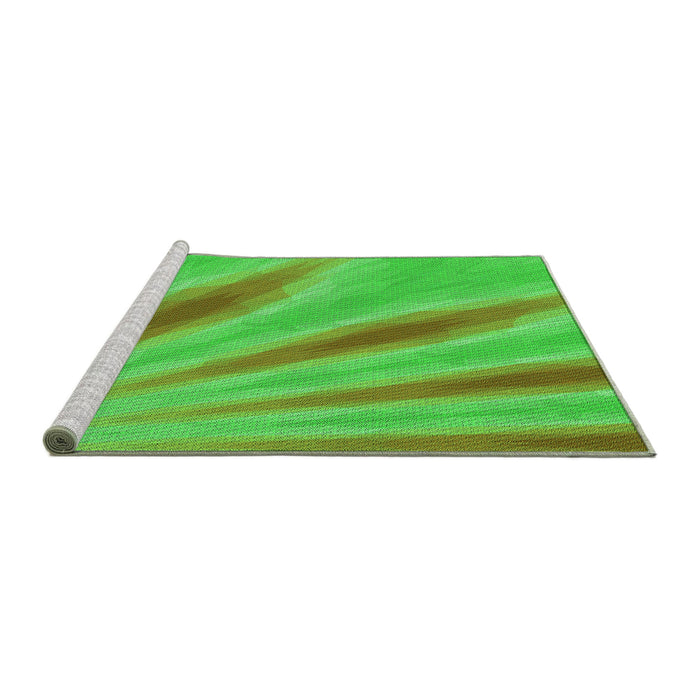 Sideview of Machine Washable Transitional Neon Green Rug, wshpat1602grn