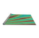 Sideview of Machine Washable Transitional Green Rug, wshpat1602lblu